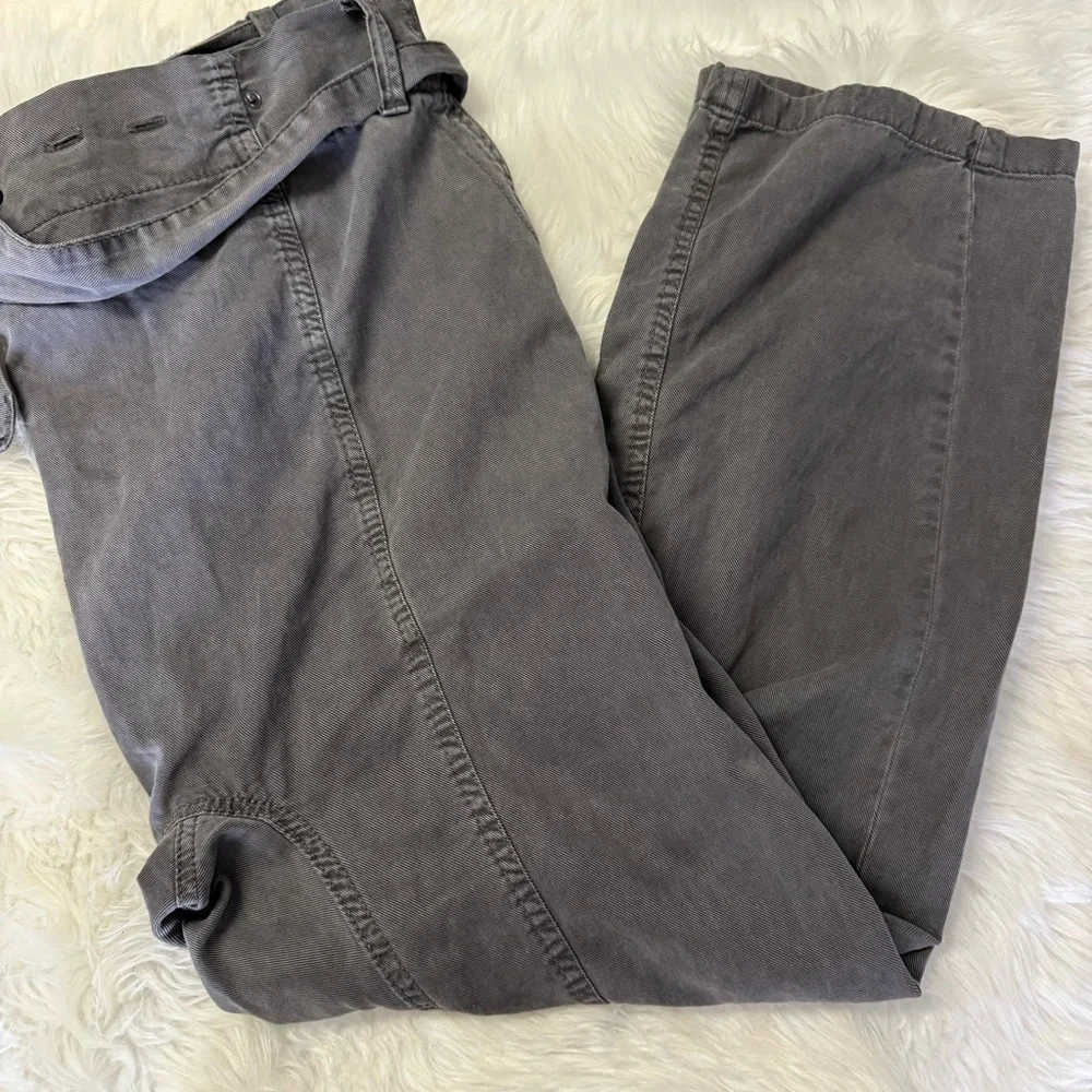 Zara Belted Utility Trouser Pants Size Small Anthracite Gray women’s relaxed
